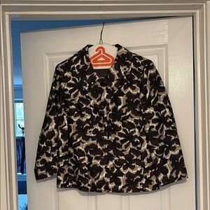 Talbots Black and White Floral Jacket